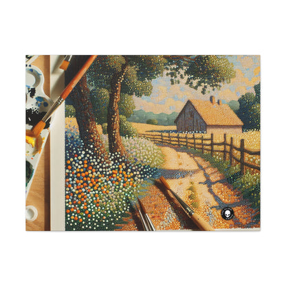 "Autumn Bliss: Pointillism Forest" - The Alien Canva Pointillism