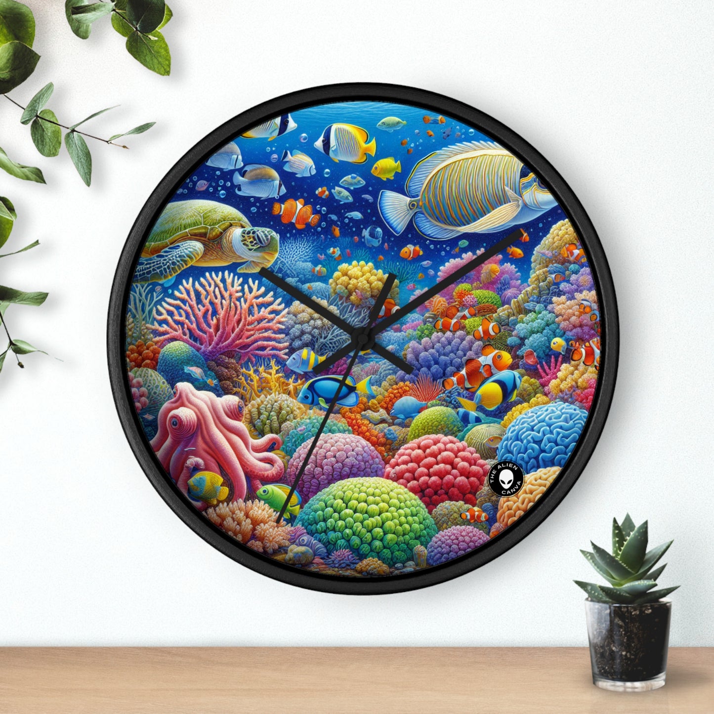 "Paraíso tropical: país de las maravillas submarinas" - El reloj de pared alienígena