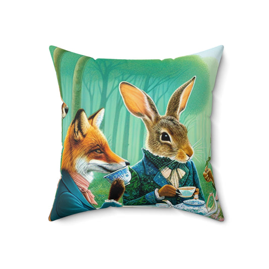 "Enchanted Tea in the Forest"- The Alien Spun Polyester Square Pillow