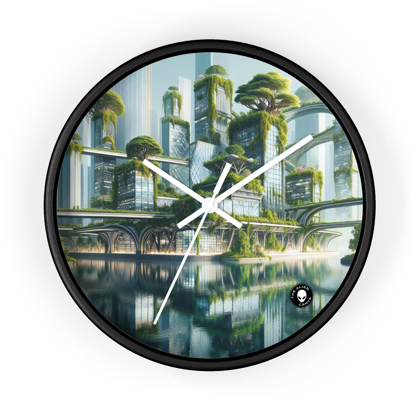 "Nature's Fusion: A Futuristic Cityscape" - The Alien Wall Clock