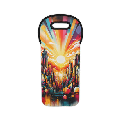 "Cityscape Sunrise" - The Alien Wine Tote Bag Street Art / Graffiti Style