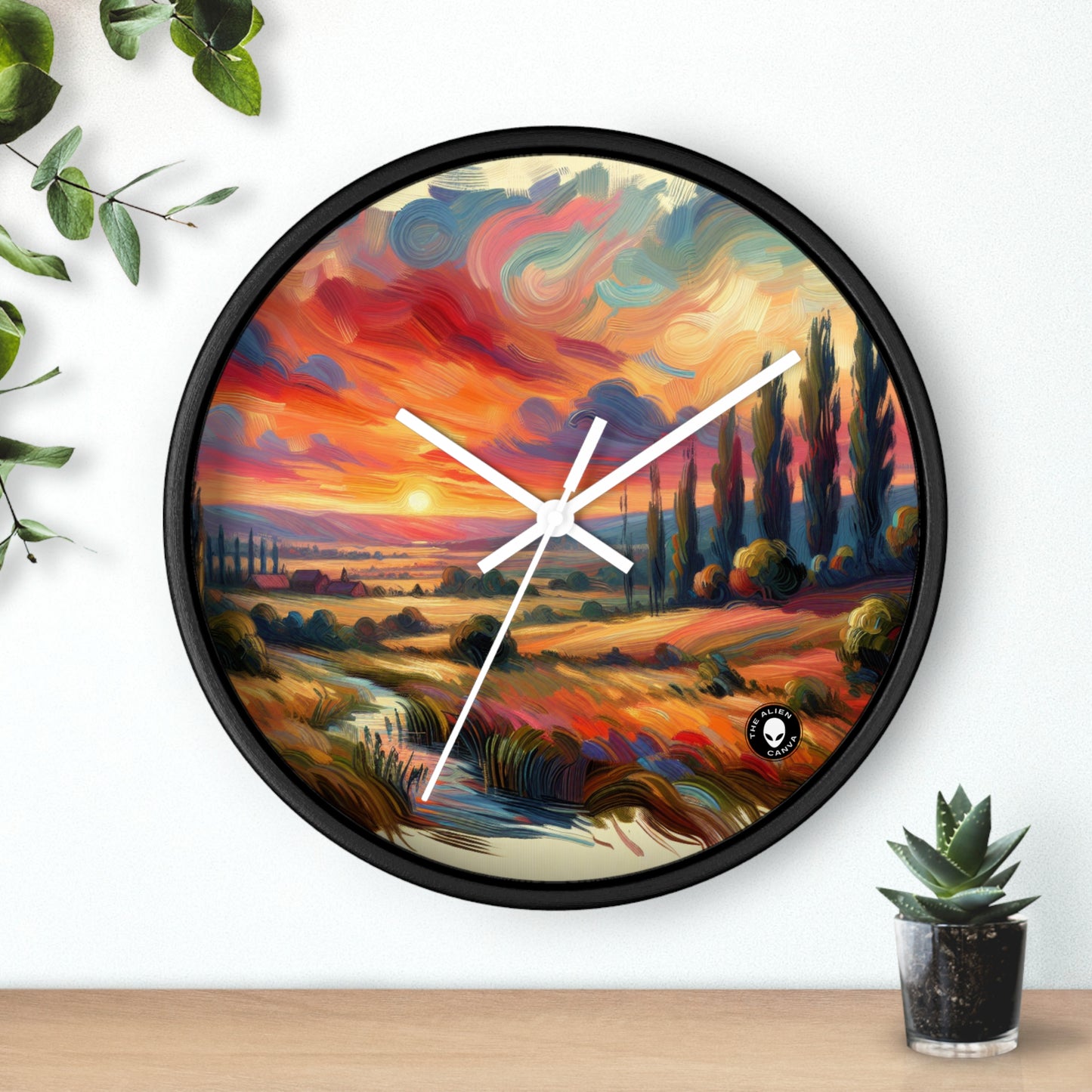 "Harmonious Vistas: A Post-Impressionist Celebration of Nature and Rural Life" - The Alien Wall Clock Post-Impressionism