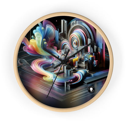 "Neon Nights: A Futuristic Urban Dream" - The Alien Wall Clock Digital Art