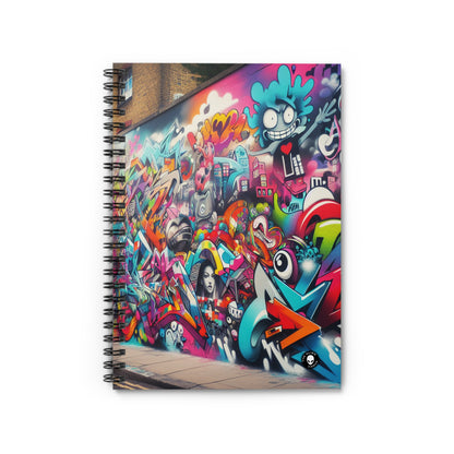 "Neon Horizon: The Vibrant Future Metropolis" - The Alien Spiral Notebook (Ruled Line) Street Art / Graffiti