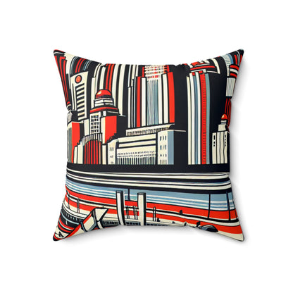 "Constructing Ideas: A Typographic Landscape" - The Alien Spun Polyester Square Pillow Constructivism Style