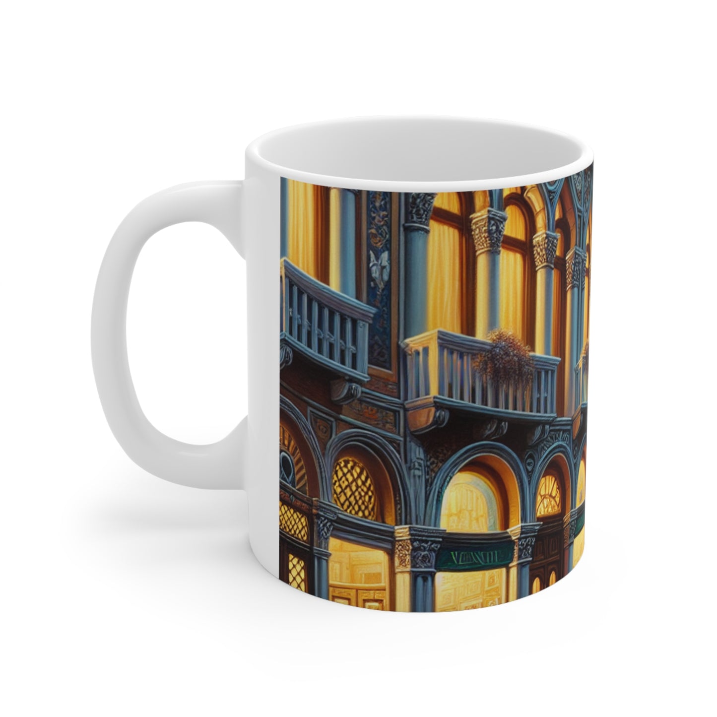 "Venetian Night: A Luminous Street Scene" - The Alien Ceramic Mug 11oz Venetian School