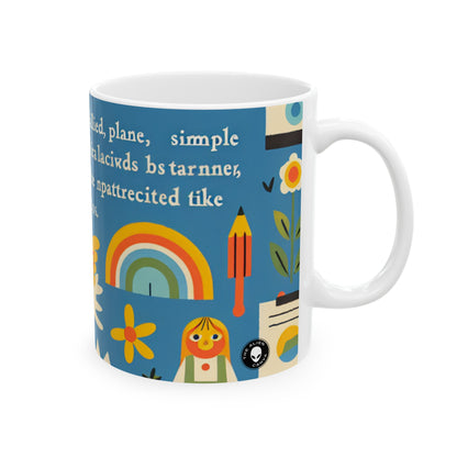 "Aventures innocentes : Explorateur fantaisiste de la jungle" - Tasse en céramique Alien 11oz Art Naïf