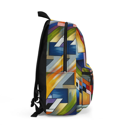 "City Pulse: A Vibrant Nighttime Geometric Journey" - The Alien Backpack Hard-edge Painting