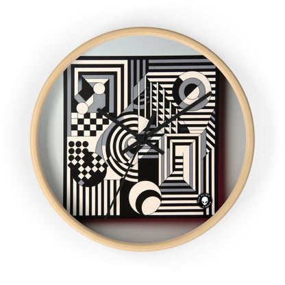 "Mesmerize: Bold Op Art Geometry in Black and White" - The Alien Wall Clock Op Art