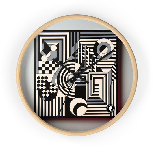 "Mesmerize: Geometría Op Art audaz en blanco y negro" - The Alien Wall Clock Op Art