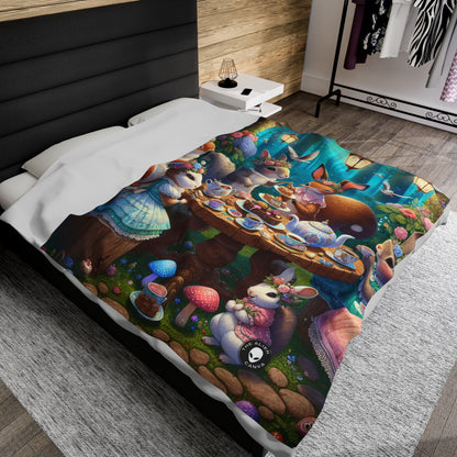 "Enchanted Tea Party in the Woodland Glade" - The Alien Velveteen Plush Blanket