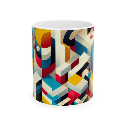 "Equilibrio armonioso: arte abstracto geométrico" - La taza de cerámica alienígena Abstracción geométrica de 11 oz