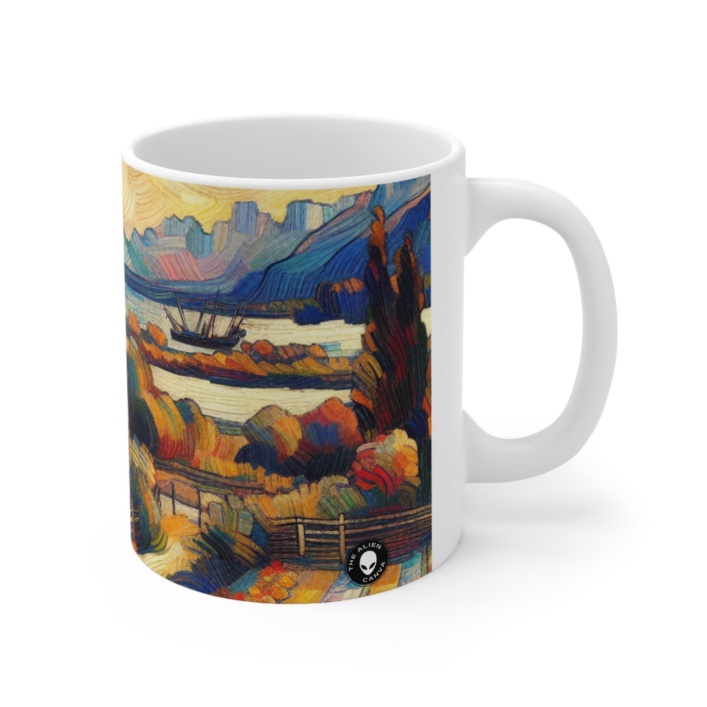 "Le kaléidoscope de la nature : une exploration fauviste vive du règne animal" - La tasse en céramique extraterrestre 11oz Fauvisme