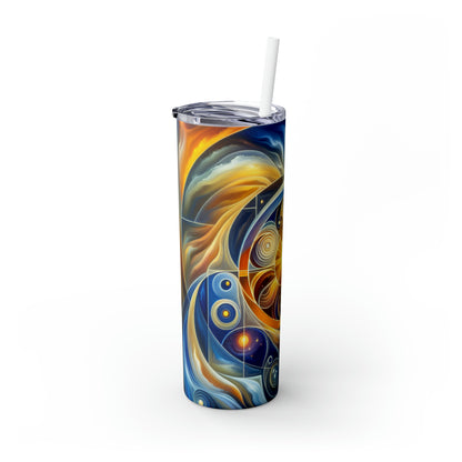 "Ascending Divinity: A Spiritual Awakening in Vibrant Geometry" - The Alien Maars® Skinny Tumbler with Straw 20oz Religious Art Style