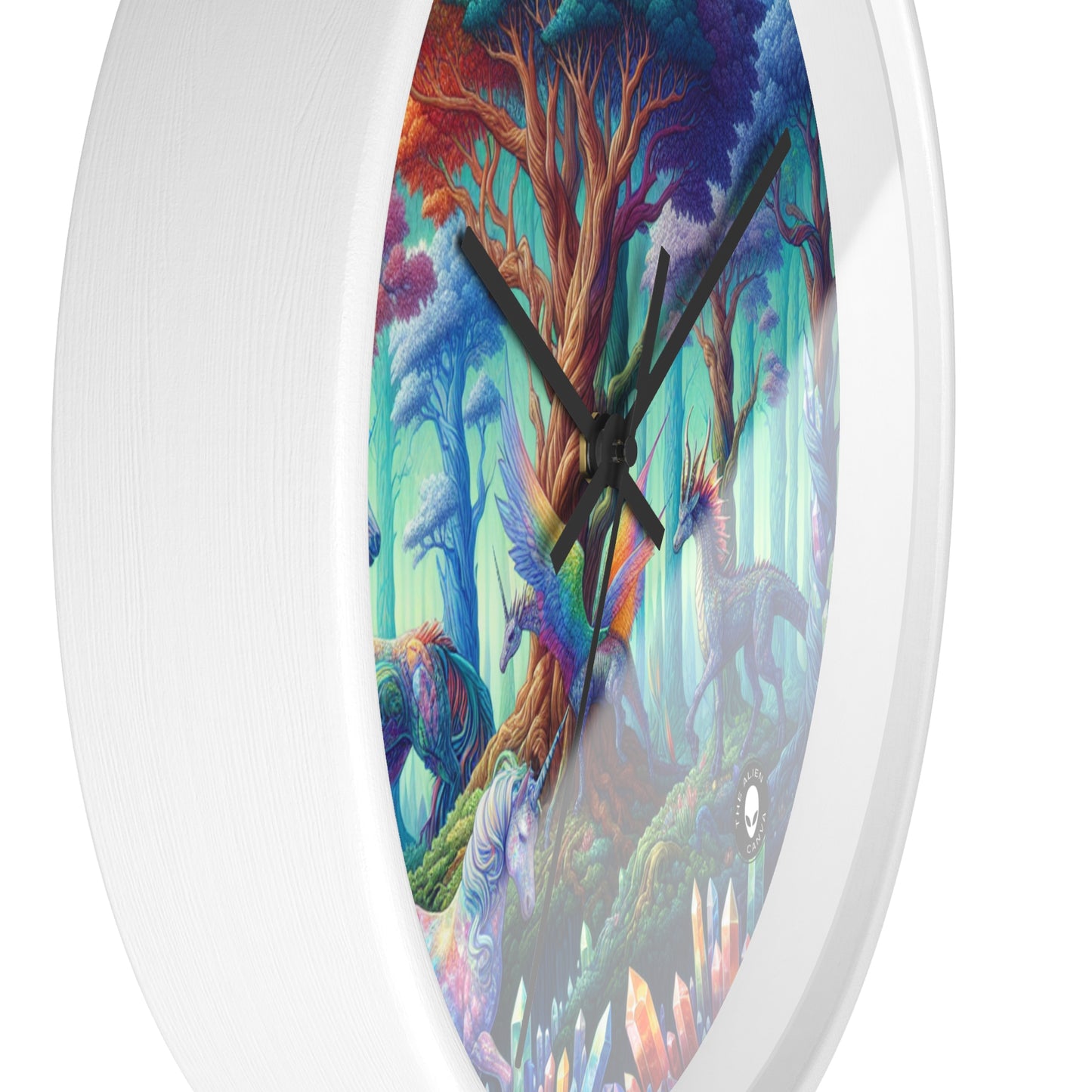 "Bosque de Cristal: Reino de Seres Míticos" - El Reloj de Pared Extraterrestre