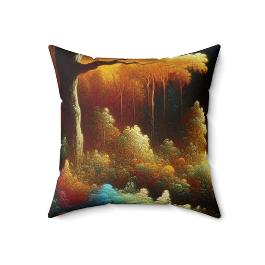 "Light and Dark in the Moonlight" - The Alien Spun Polyester Square Pillow Post-Impressionism