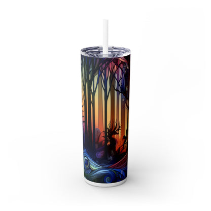 « Crépuscule mystique : créatures de la forêt » - Verre fin Alien Maars® avec paille 20 oz