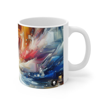 "Nature's Fury: An Abstract Expressionist Interpretation of a Raging Thunderstorm" - The Alien Ceramic Mug 11oz Abstract Expressionism