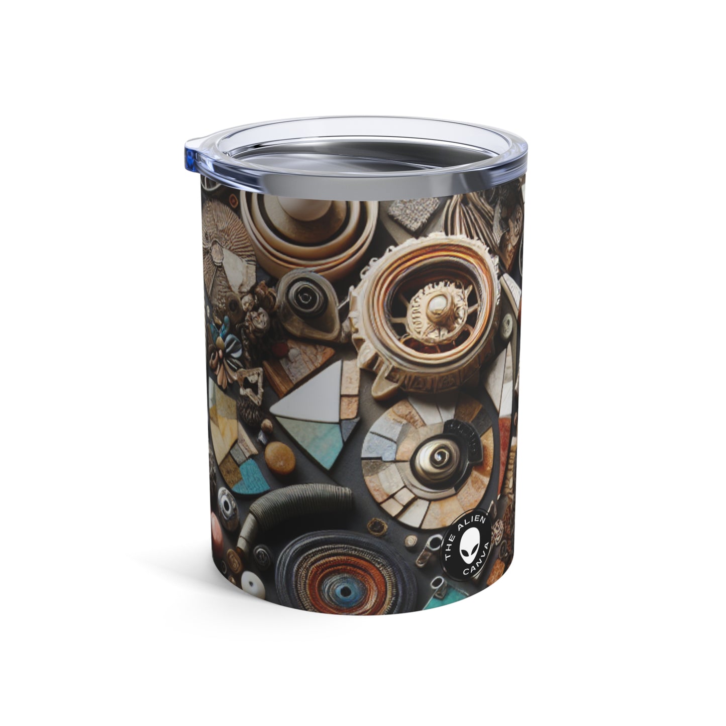 "Nature's Tapestry: Assemblage Art with Found Objects" - The Alien Tumbler 10oz Assemblage Art