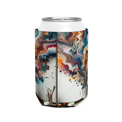 "A Paint Poured Paradise: Acrylic Pouring Art" - The Alien Can Cooler Sleeve Acrylic Pouring Style