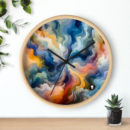 "Reflejos del atardecer: una pintura de campo de color sereno" - La pintura de campo de color del reloj de pared alienígena