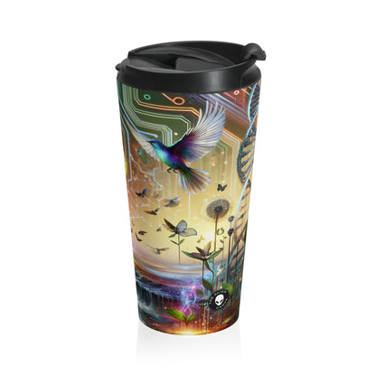 "Techno-Natural Fusion: The Future of Bio Art" - The Alien Stainless Steel Travel Mug Bio Art