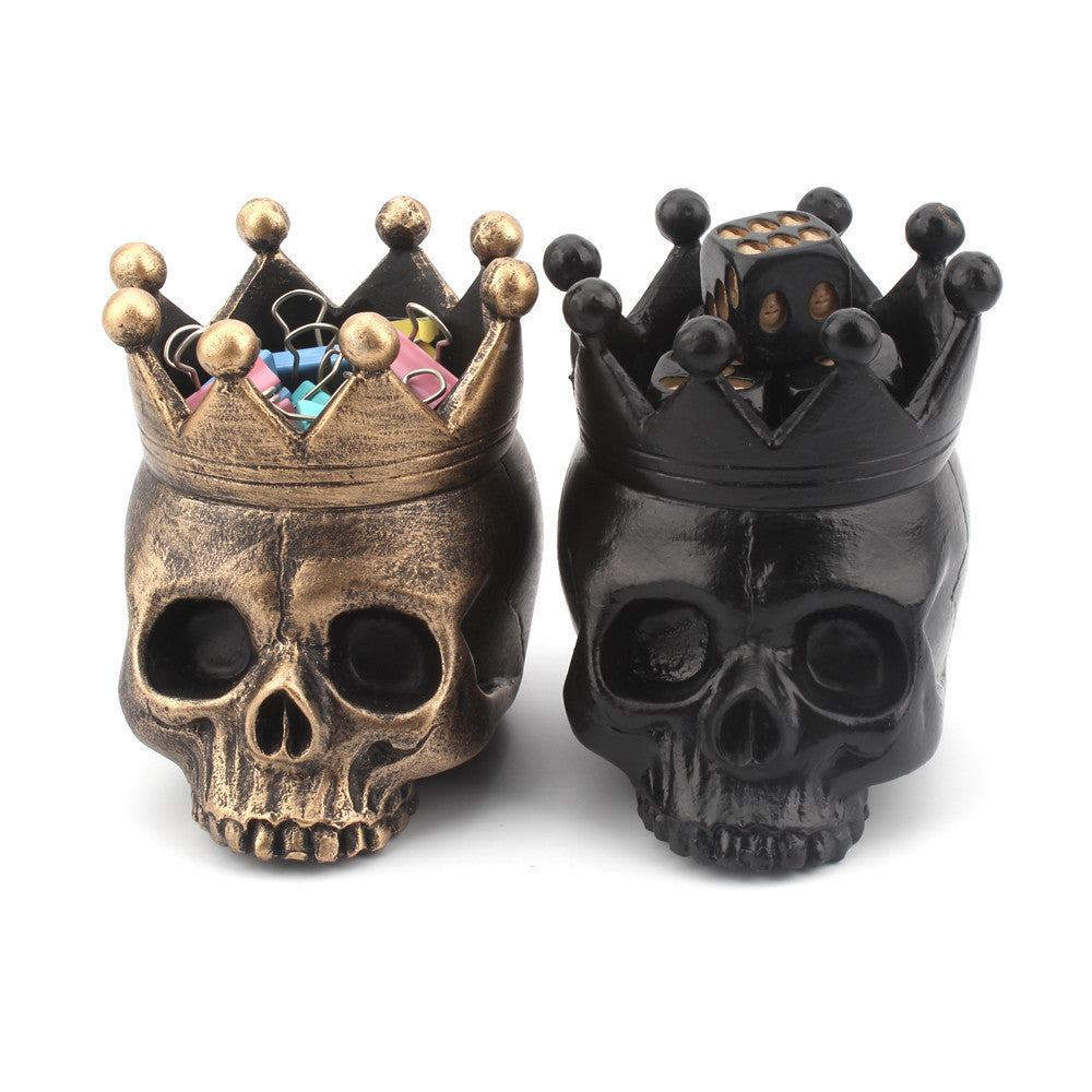 Resin Crown Skull Candle Holder Halloween Atmosphere Decoration