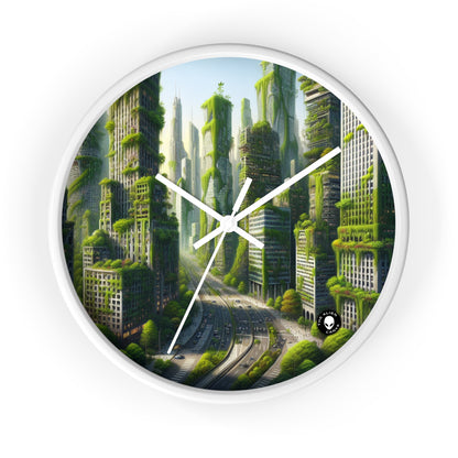 "El resurgimiento de la naturaleza: un paisaje urbano futurista" - El reloj de pared alienígena