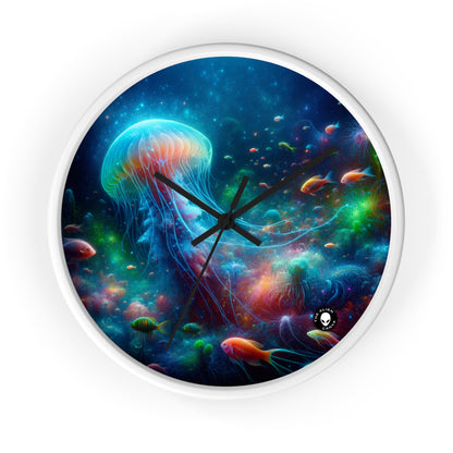 "Glowing Jellyfish in the Enchanted Underwater World" - The Alien Wall Clock