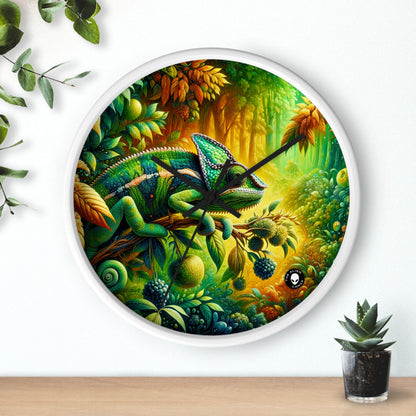 "Bosques vibrantes y el camuflaje camaleón" - El reloj de pared alienígena