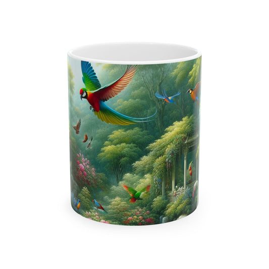 "Exotic Bird Haven" - La taza de cerámica alienígena 11oz