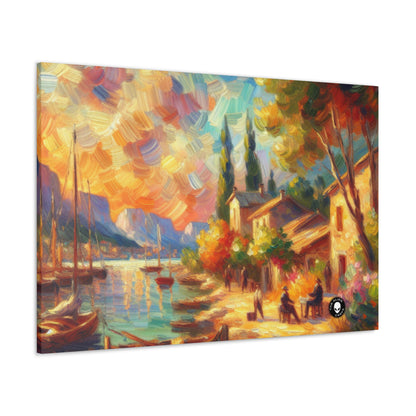 Anochecer dorado: un sereno paseo impresionista junto al agua - The Alien Canva Impressionism