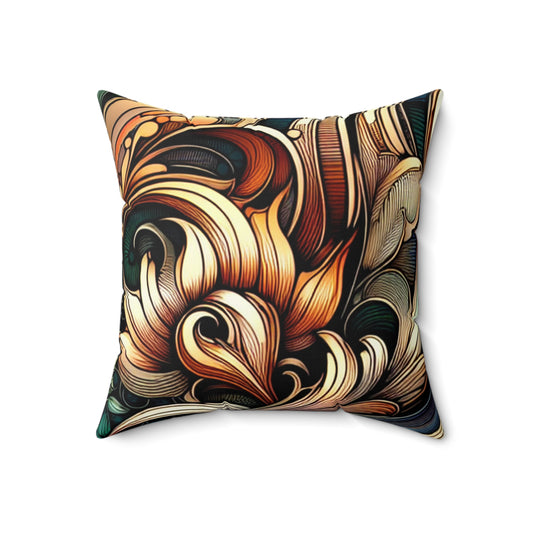 "Floral Elegance: Art Nouveau Botanical Garden Poster"- The Alien Spun Polyester Square Pillow Art Nouveau