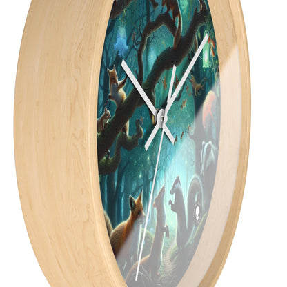 "Mystical Menagerie: Creatures frolicking in an enchanted forest" - The Alien Wall Clock