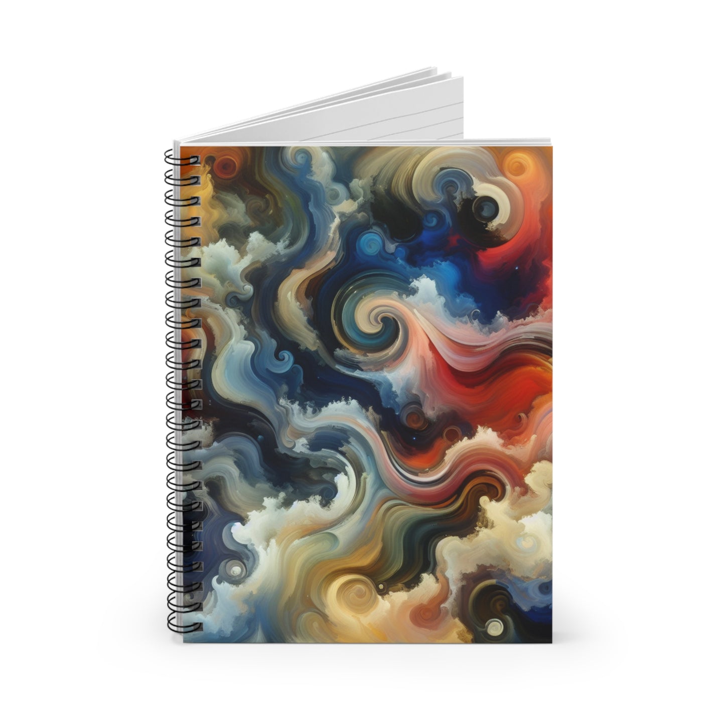 "Chaotic Balance: A Universe of Color" - The Alien Spiral Notebook (Ruled Line) Abstract Art Style