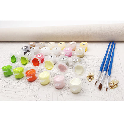 RUOPOTY – Kit de peinture acrylique par numéros, peinture à la main encadrée sur toile, tableau d'art mural moderne par numéros pour salon