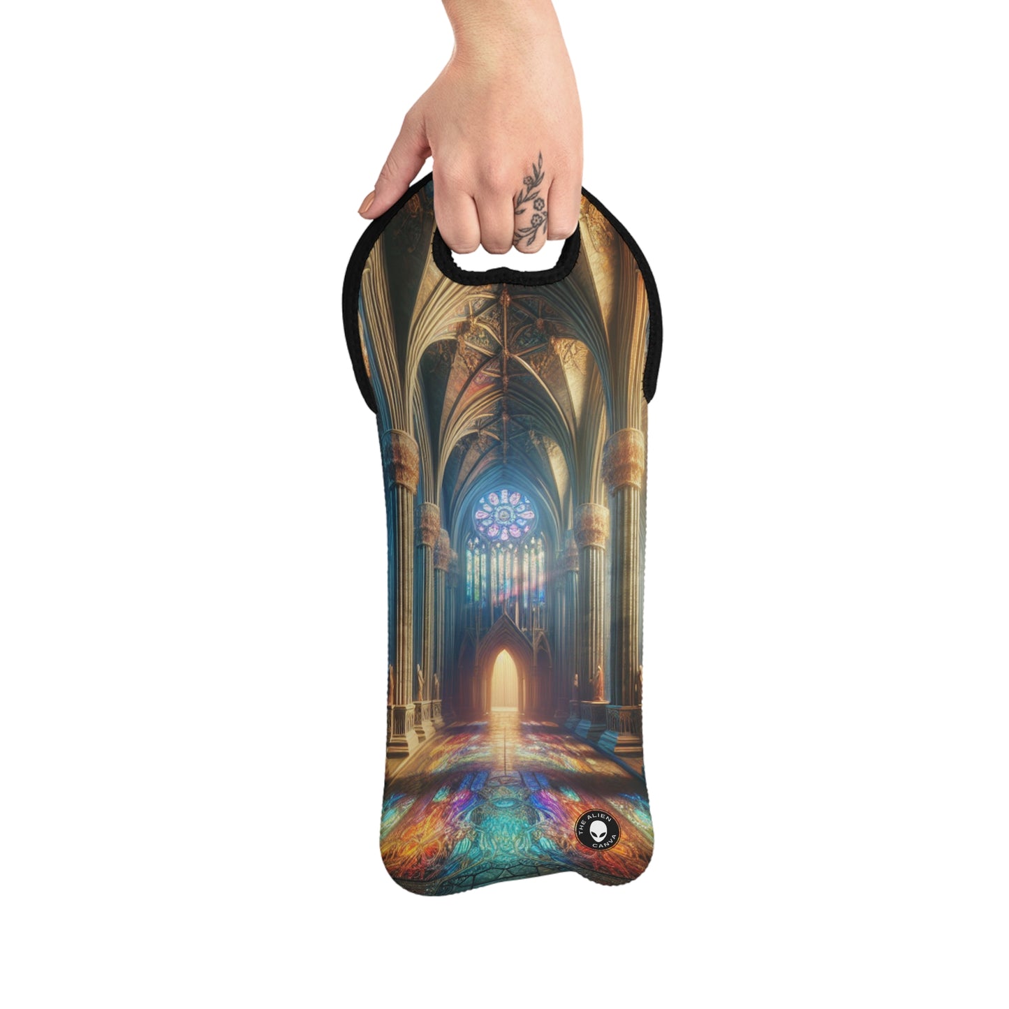 Shadows of the Gothic Cathedral - The Alien Wine Tote Bag Gothic Art