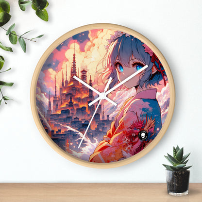 Título: "Swords ablaze: The Elemental Duel" - The Alien Wall Clock Manga/Anime Art