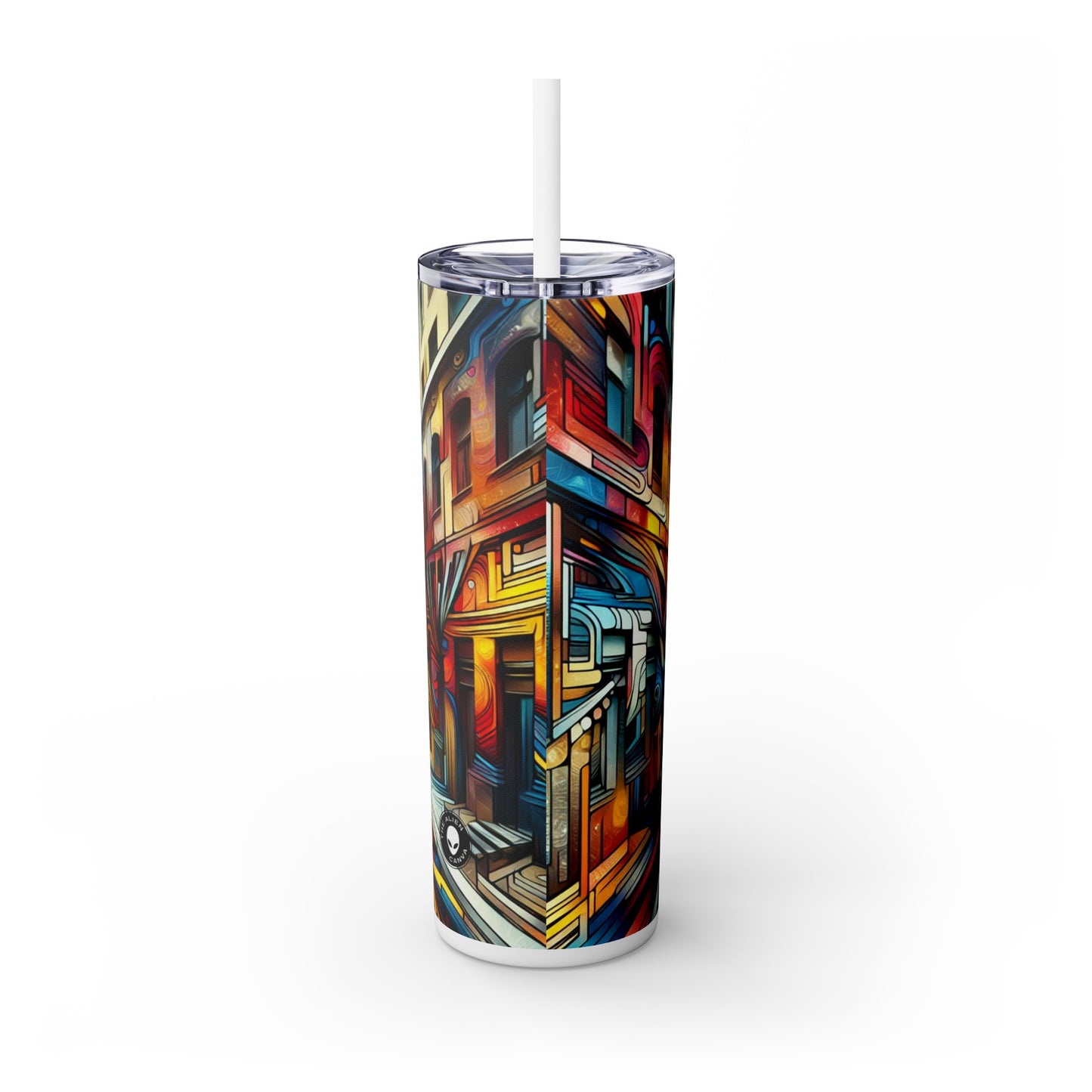 "Urban Ecosystem: A Graffiti Fusion" - The Alien Maars® Skinny Tumbler with Straw 20oz Graffiti Art