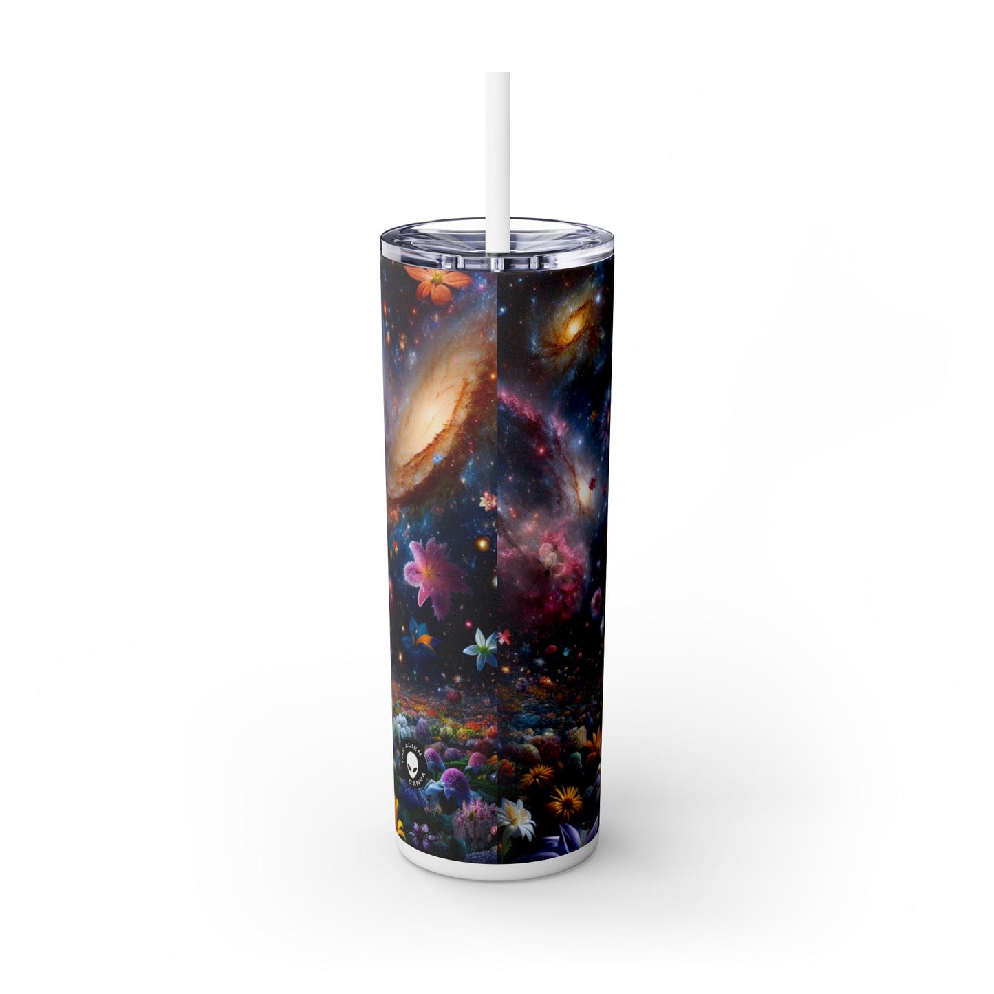 "Constelaciones florales": vaso estrecho con pajita de 20 oz de Alien Maars®