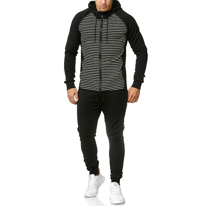 Traje deportivo casual estampado a rayas para hombre.