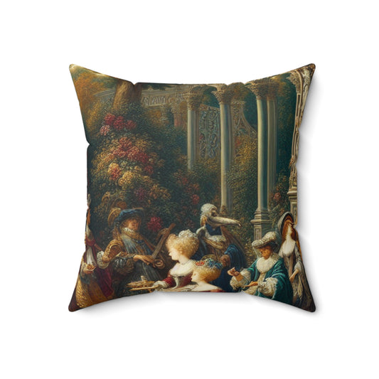 "Regal Elegance: A Gothic Inspired Garden Portrait"- The Alien Spun Polyester Square Pillow International Gothic