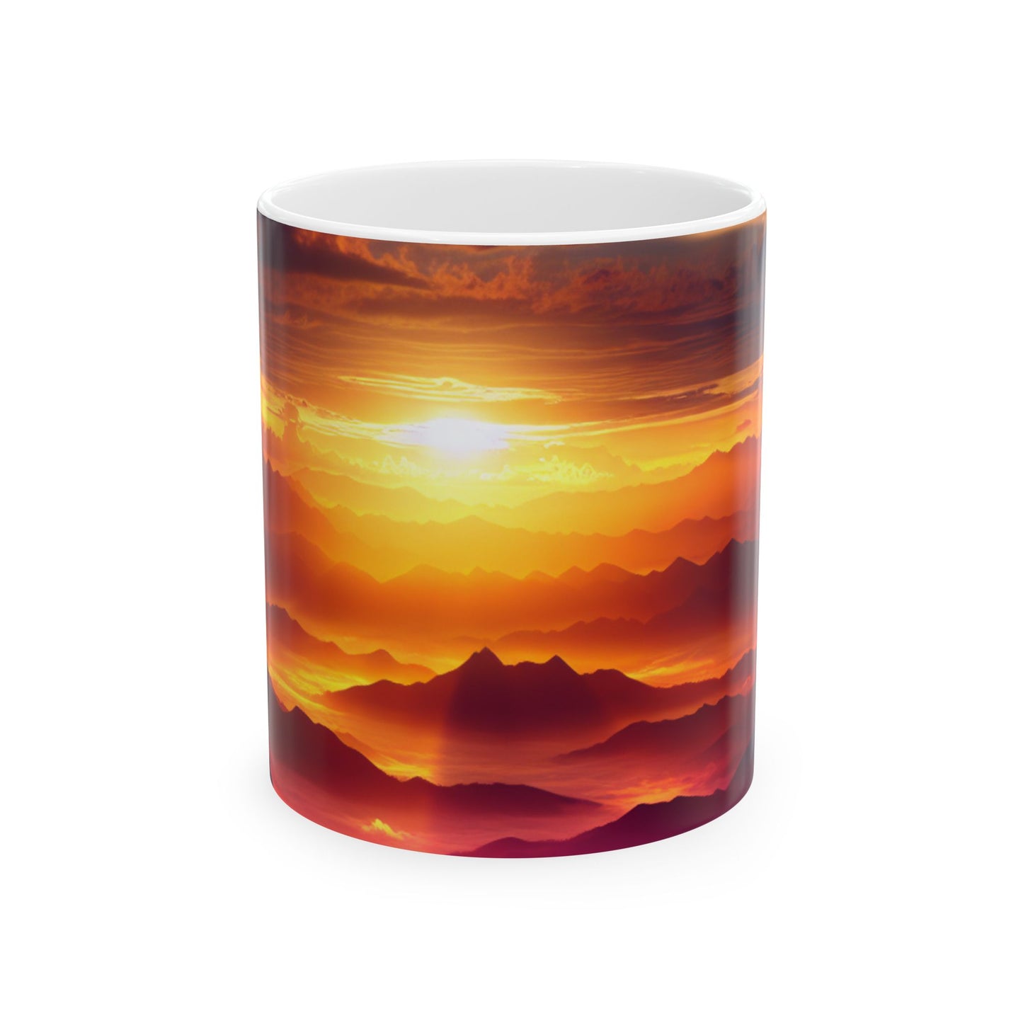 "Dawning Peaks: A Mountain Sunrise" - The Alien Ceramic Mug 11oz