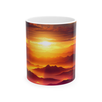 "Dawning Peaks: A Mountain Sunrise" - The Alien Ceramic Mug 11oz