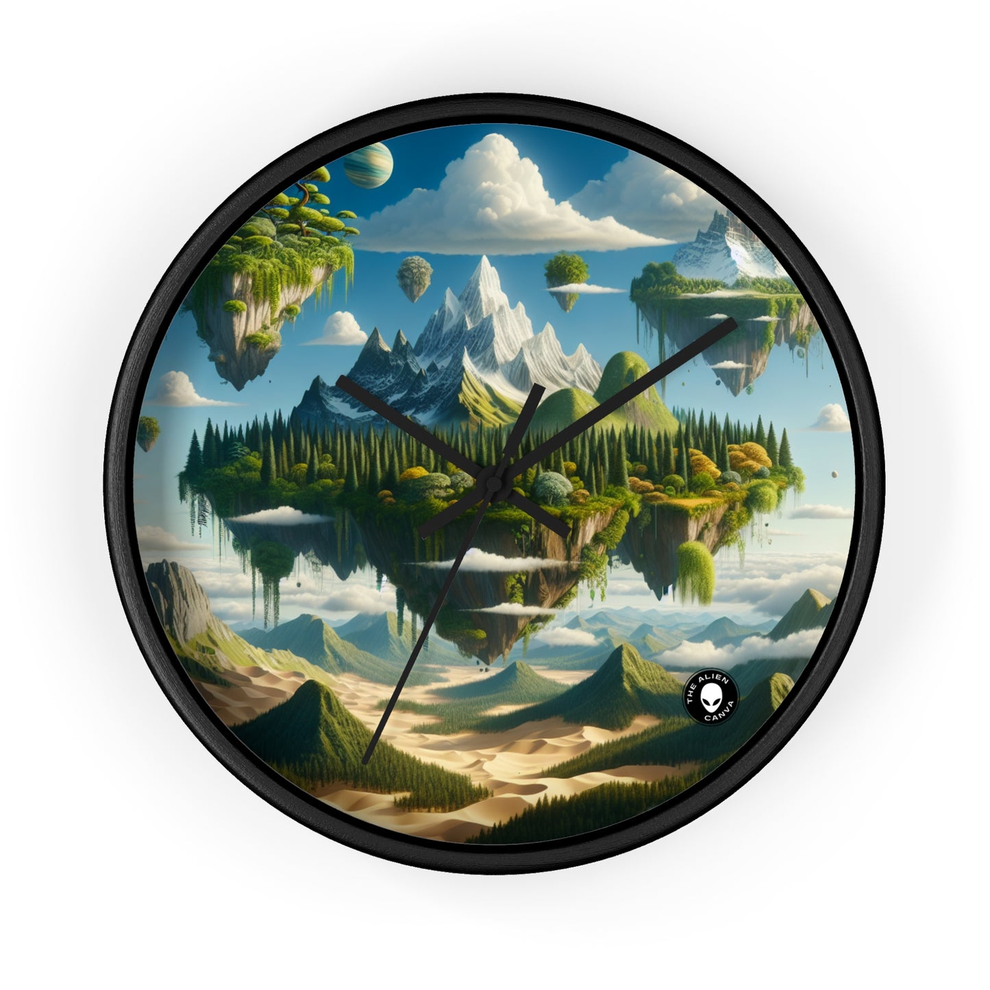 "Elemental Isles: A Dreamlike Journey through Nature's Wonders" - The Alien Wall Clock