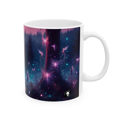 Taza de cerámica de 11 oz con el bosque encantado de luciérnagas - The Alien