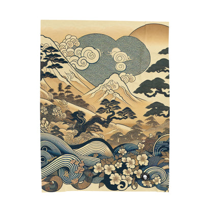 "The Festive Dreams of Edo" - The Alien Velveteen Plush Blanket Ukiyo-e (Japanese Woodblock Printing)