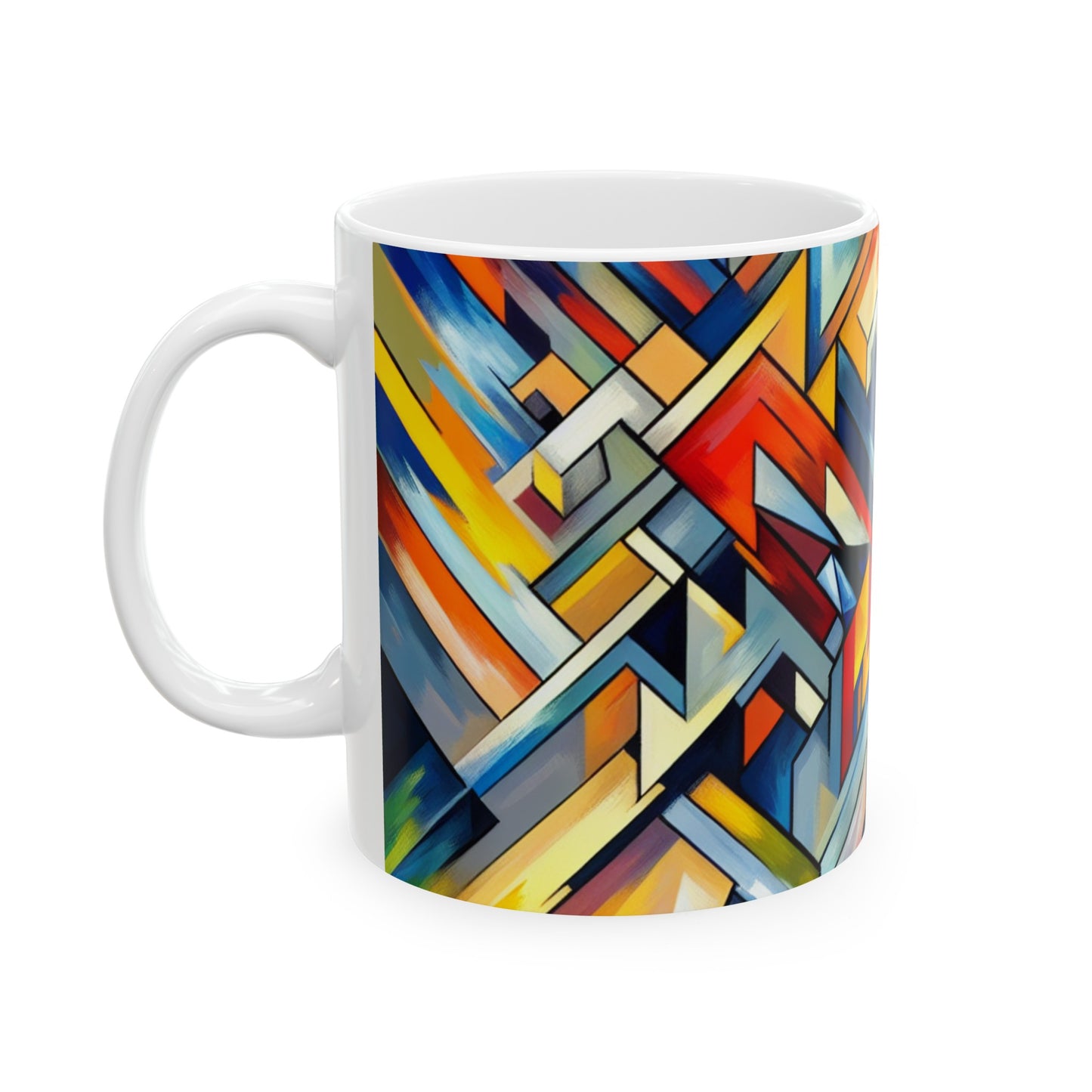 "Night Pulse: A Cubo-Futurist Cityscape" - The Alien Ceramic Mug 11oz Cubo-Futurism