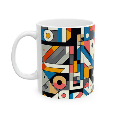 "Cityscape Ignited" - The Alien Ceramic Mug 11oz Geometric Abstraction