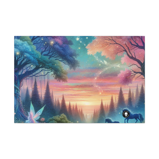 "Enchanted Dusk: A Magical Forest Painting" - The Alien Canva